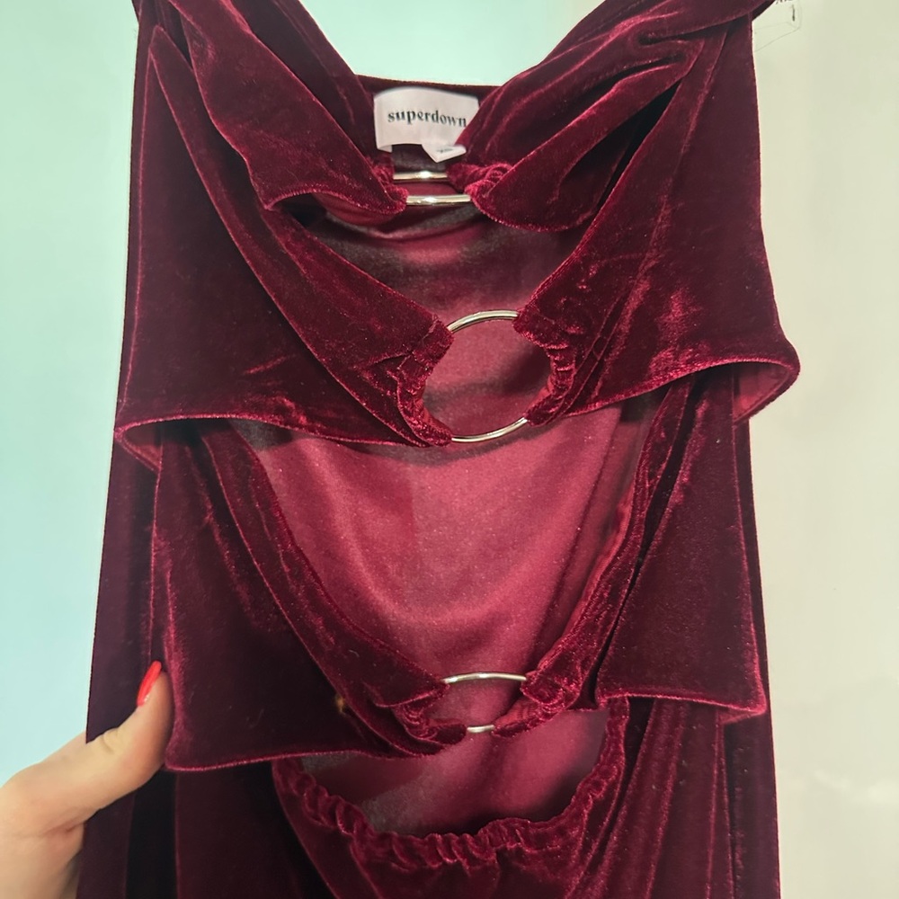 Superdown Deep Red Velvet Dress